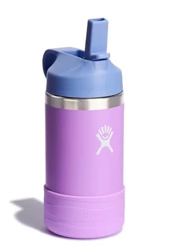 Hydro Flask Kids Water Bottle with Straw Cap - Stainless Steel Insulated - 355ml (12 Oz) - Anemone Purple | Keeps Drinks Cold 24 Hours thumbnail 2