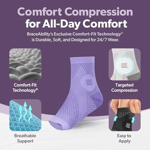 BraceAbility Neuropathy Socks L - Black | FDA Approved Medical Compression Garment for Nerve Pain Relief thumbnail 3