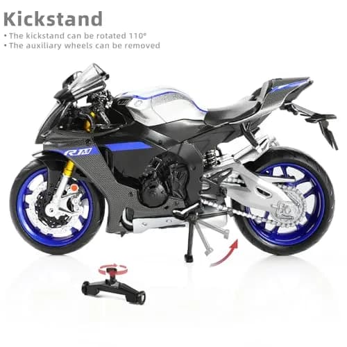 Risopen Yamaha YZF-R1M 1:12 Scale Die-cast Motorcycle Model | Silver & Black thumbnail 6