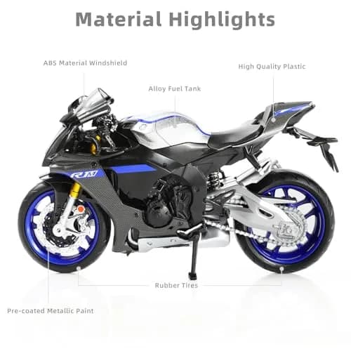 Risopen Yamaha YZF-R1 1000R Die-cast Motorcycle 1:12 Scale 16.9cm (6.7in) | Authentic USA Import thumbnail 3