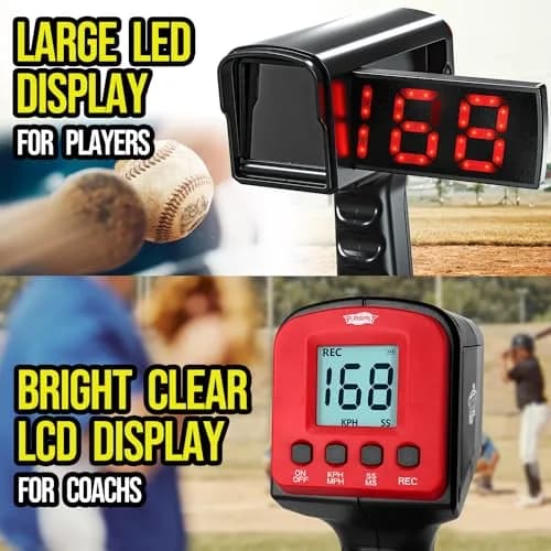 PLAYAPUT Baseball Radar Gun with Tripod, LED+LCD Dual Displays, 3-150 MPH Speed Measurement | Accurate Baseball & Softball Training Aid thumbnail 4