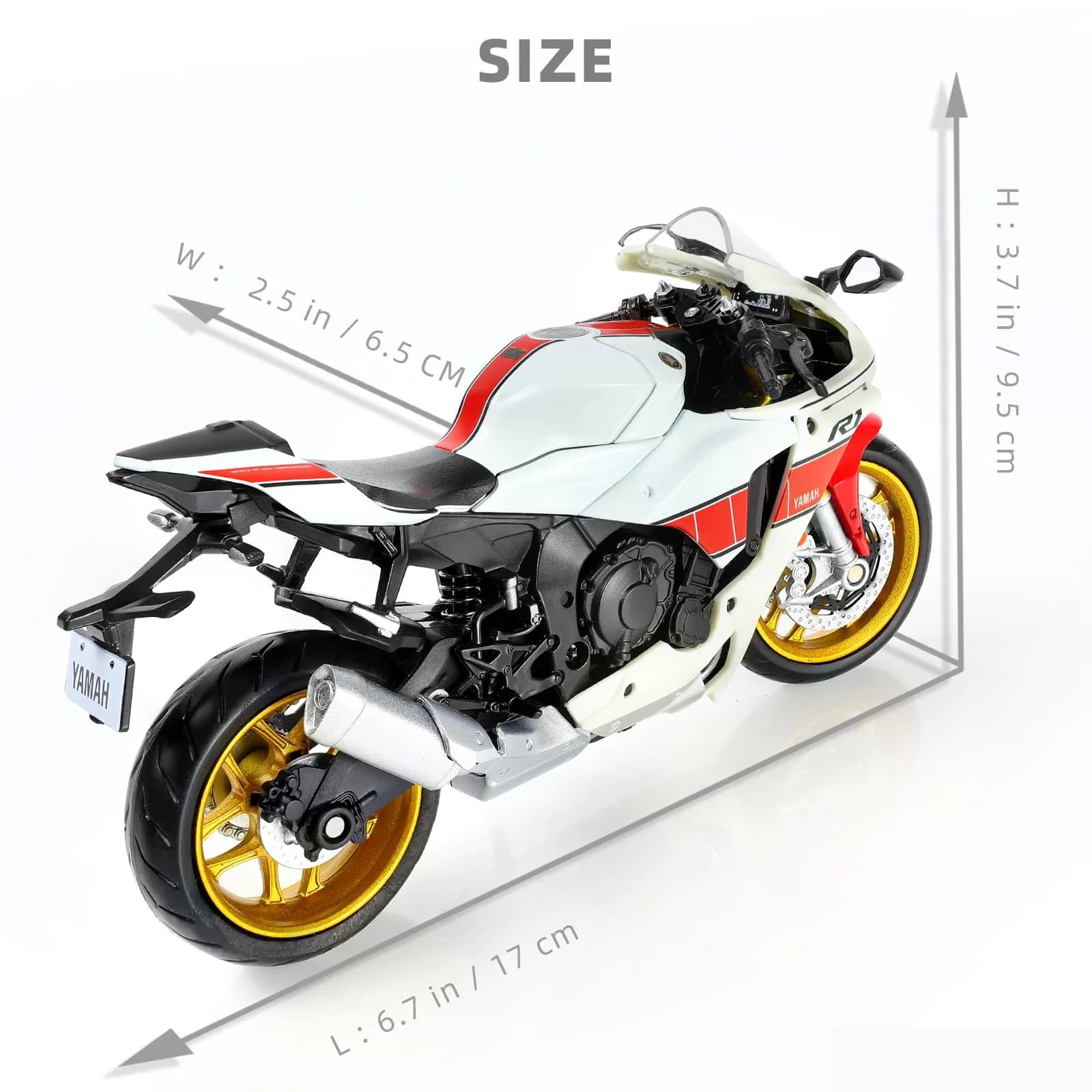 Risopen Yamaha YZF-R1 1000R Die-cast Motorcycle 17cm (6.7in) | Authentic USA Import - view 2
