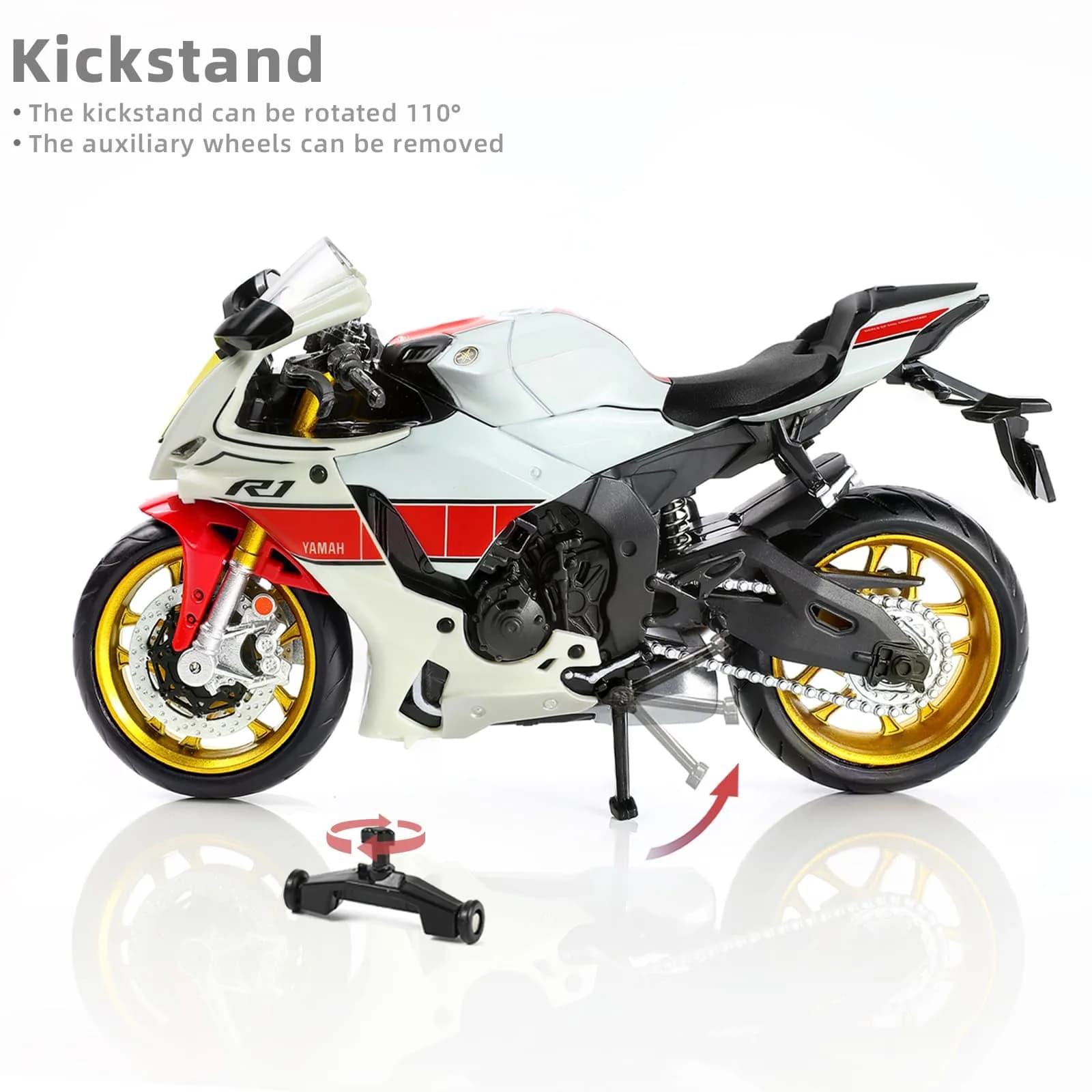 Risopen Yamaha YZF-R1 1000R Die-cast Motorcycle 17cm (6.7in) | Authentic USA Import - view 3