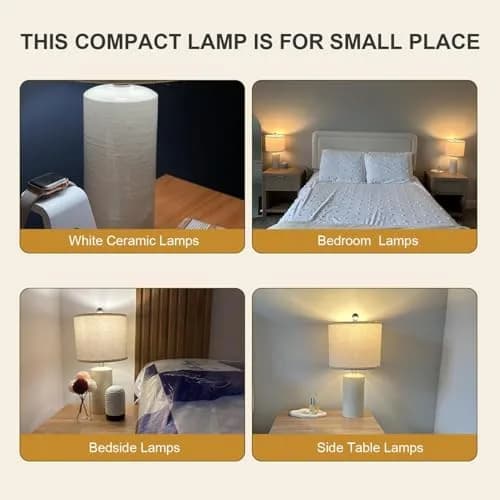 G-SAFAVA Modern Ceramic Table Lamp with Linen Shade 20.25" (51.4 cm) | Farmhouse Bedside Lamp for Bedroom thumbnail 4