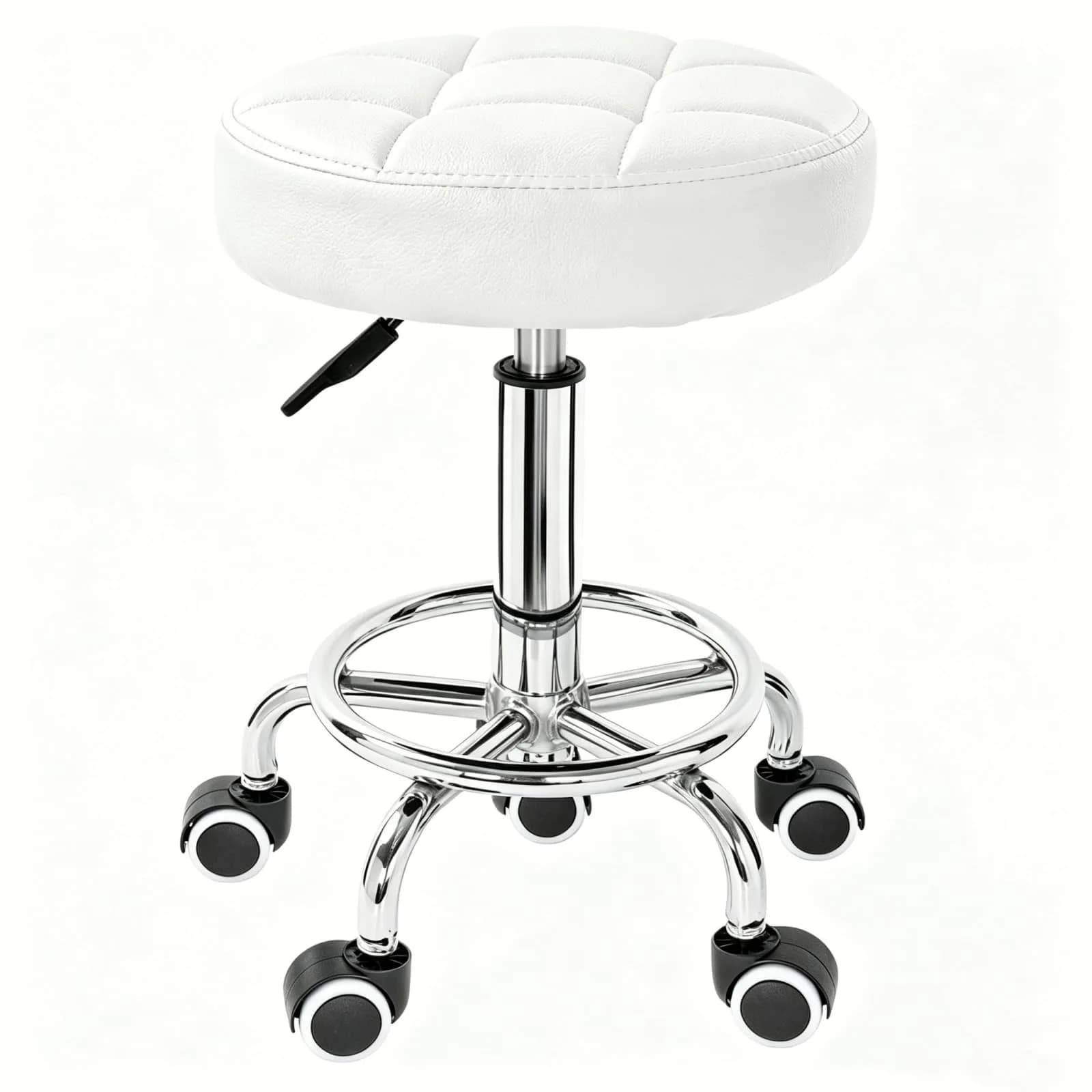 IBVIVIC PU Leather Rolling Stool Height Adjustable Round Swivel Stools | 250LBS Capacity, Waterproof PU Leather, Modern Design