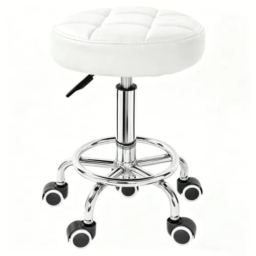 IBVIVIC PU Leather Rolling Stool Height Adjustable Round Swivel Stools | 250LBS Capacity, Waterproof PU Leather, Modern Design thumbnail 1