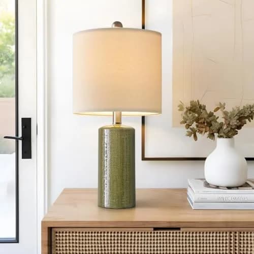 G-SAFAVA 20.25" Small Single Table Lamp for Bedroom Modern Ceramic Nightstand Lamp thumbnail 1