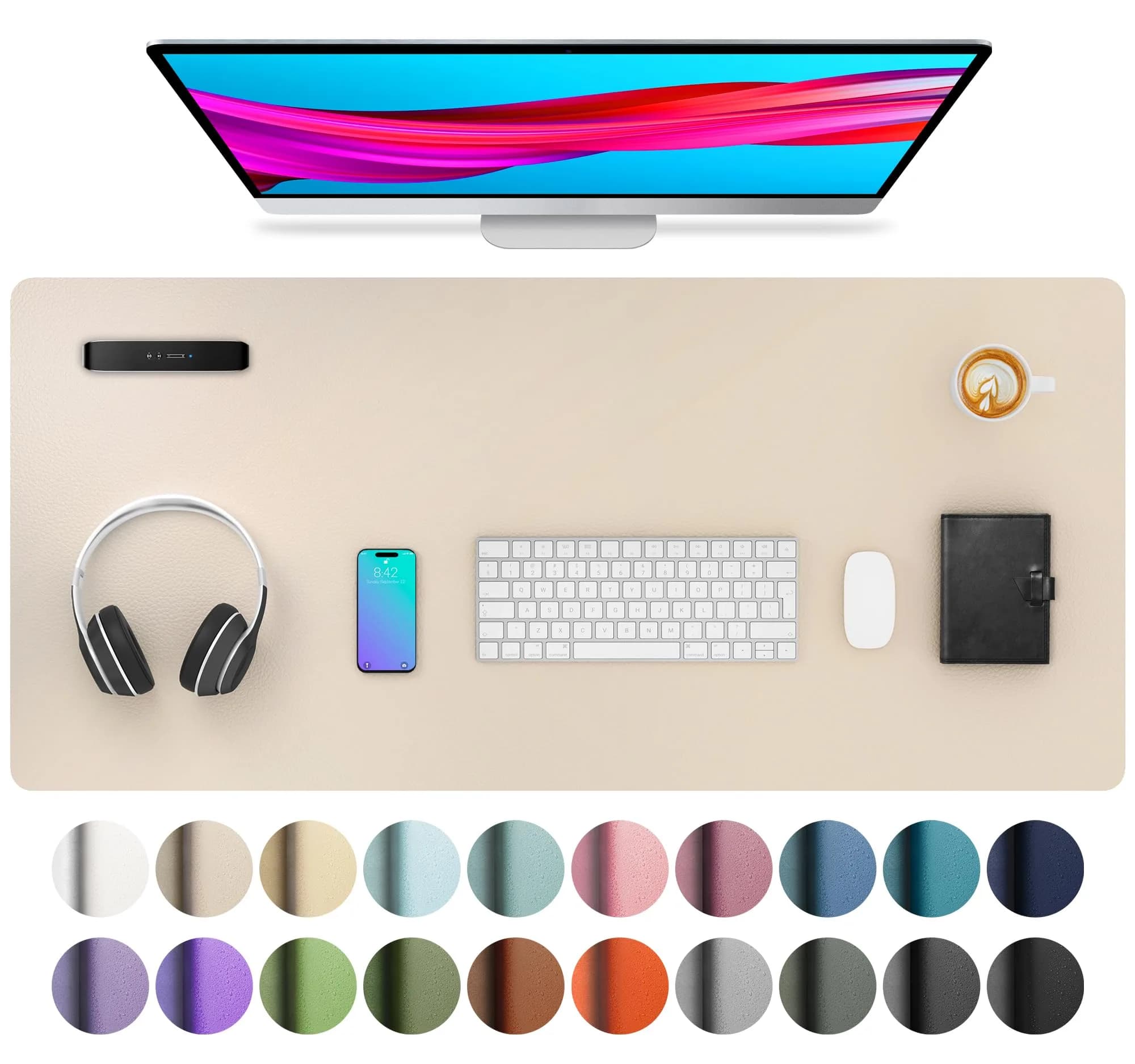 Aothia PU Leather Desk Pad 36" x 17" | USA-Sourced, Waterproof, Non-Slip - main product image