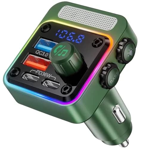 Nulaxy 54W Bluetooth 5.3 Car Adapter FM Transmitter 4-Port Fast Charging | 12V-24V Compatible thumbnail 1