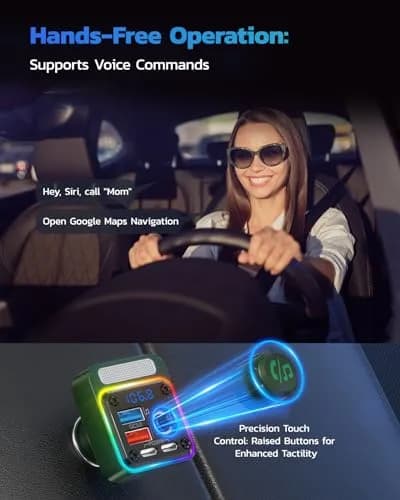 Nulaxy 54W Bluetooth 5.3 Car Adapter FM Transmitter 4-Port Fast Charging | 12V-24V Compatible thumbnail 5