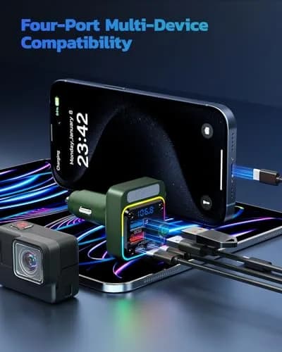 Nulaxy 54W Bluetooth 5.3 Car Adapter FM Transmitter 4-Port Fast Charging | 12V-24V Compatible thumbnail 6