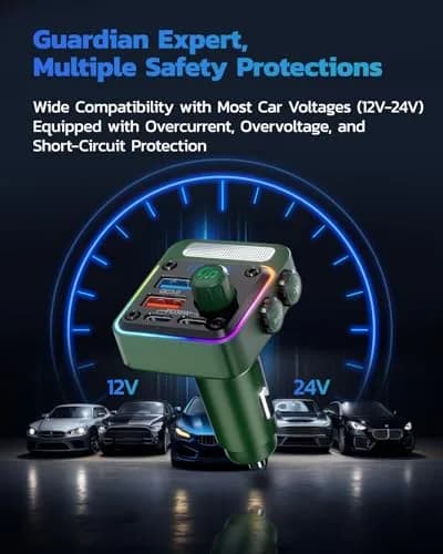 Nulaxy 54W Bluetooth 5.3 Car Adapter FM Transmitter 4-Port Fast Charging | 12V-24V Compatible thumbnail 8