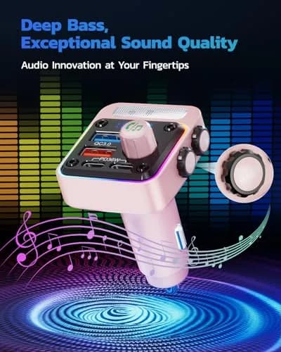 Nulaxy BC91 54W Bluetooth 5.3 Car Adapter FM Transmitter with 4-Port Fast Charging | PD36W QC18W USB C thumbnail 4