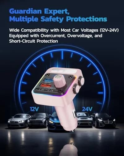 Nulaxy BC91 54W Bluetooth 5.3 Car Adapter FM Transmitter with 4-Port Fast Charging | PD36W QC18W USB C thumbnail 8