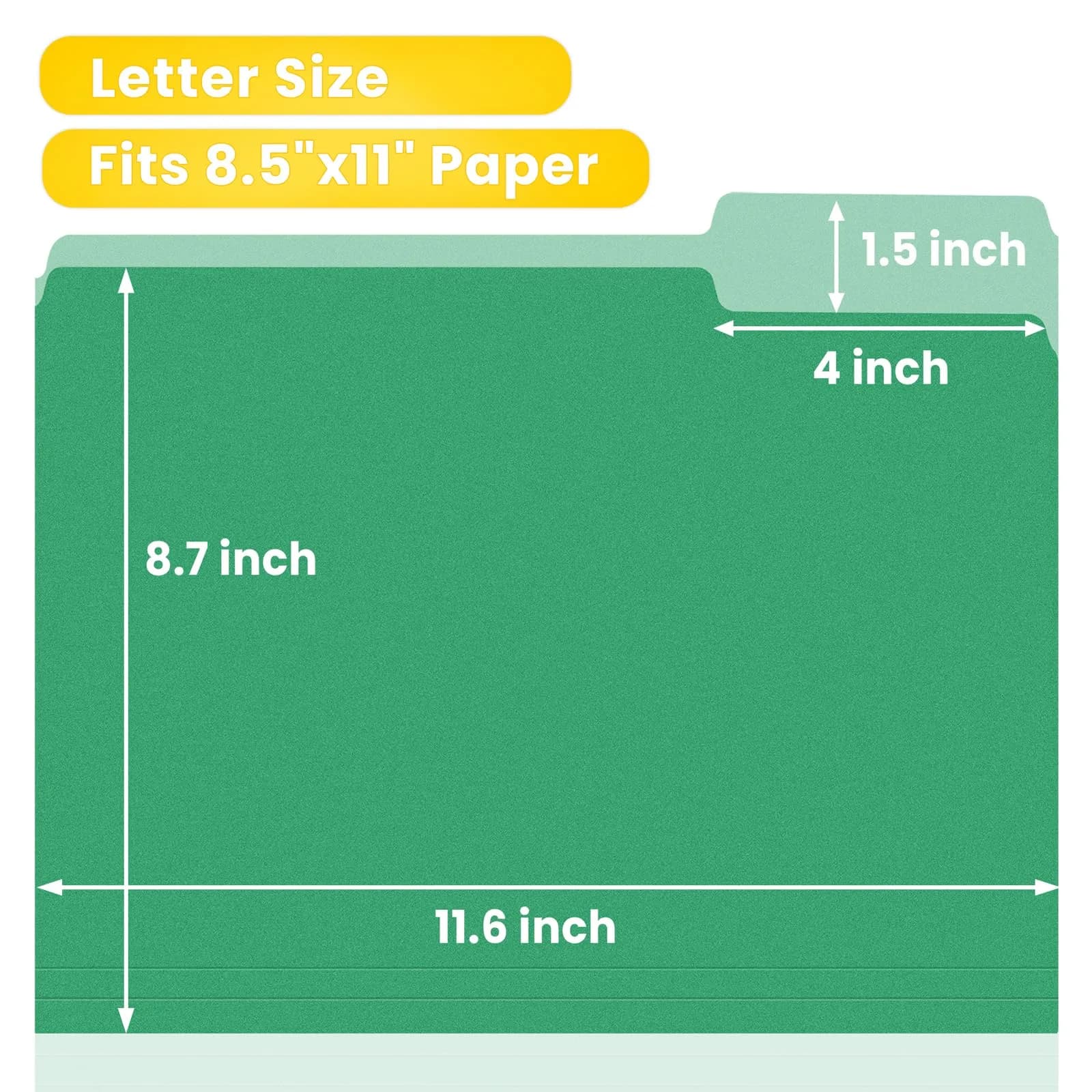SUNEE Green 30 Pack File Folders 8.5 x 11 Inches | Vibrant Color-Coded Tabs for Document Organization - view 2