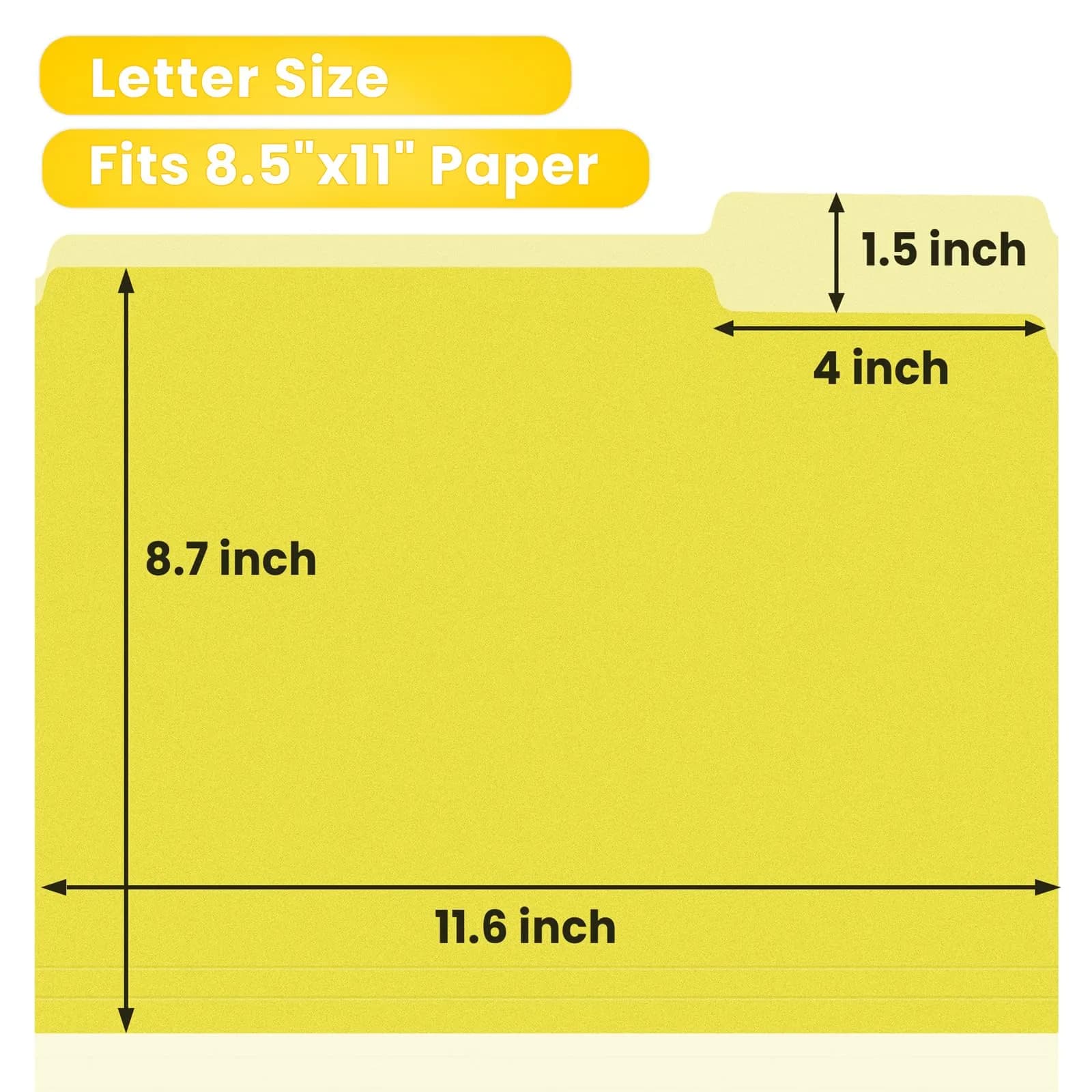 SUNEE Colored File Folders, 30 Pack Letter Size (8.5 x 11) Yellow Folders | Acid-Free Paper for Office & School - view 3