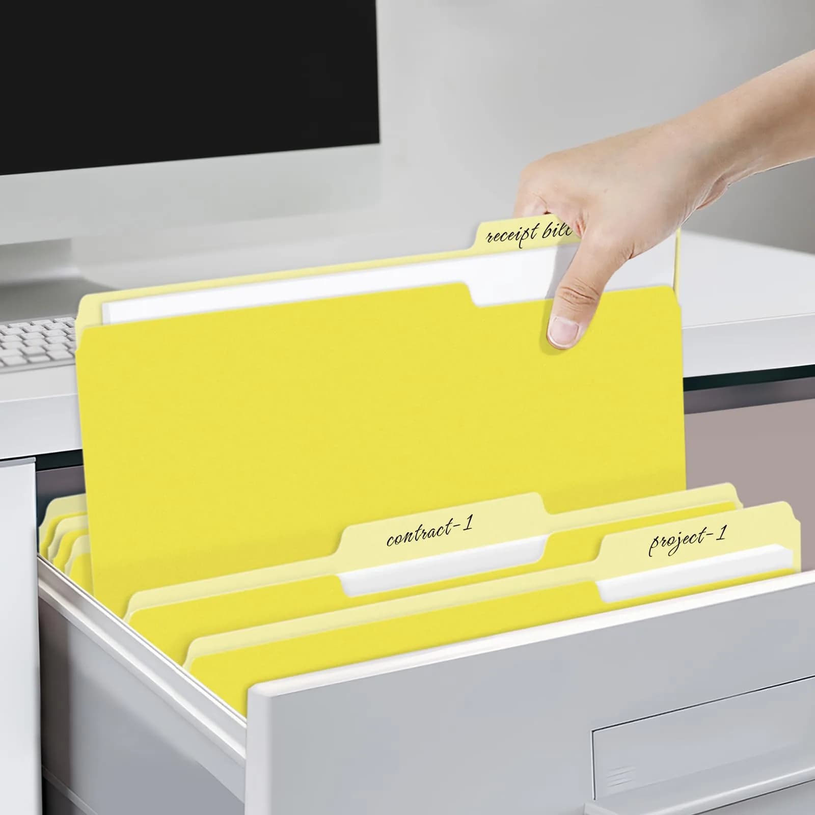 SUNEE Colored File Folders, 30 Pack Letter Size (8.5 x 11) Yellow Folders | Acid-Free Paper for Office & School - view 6