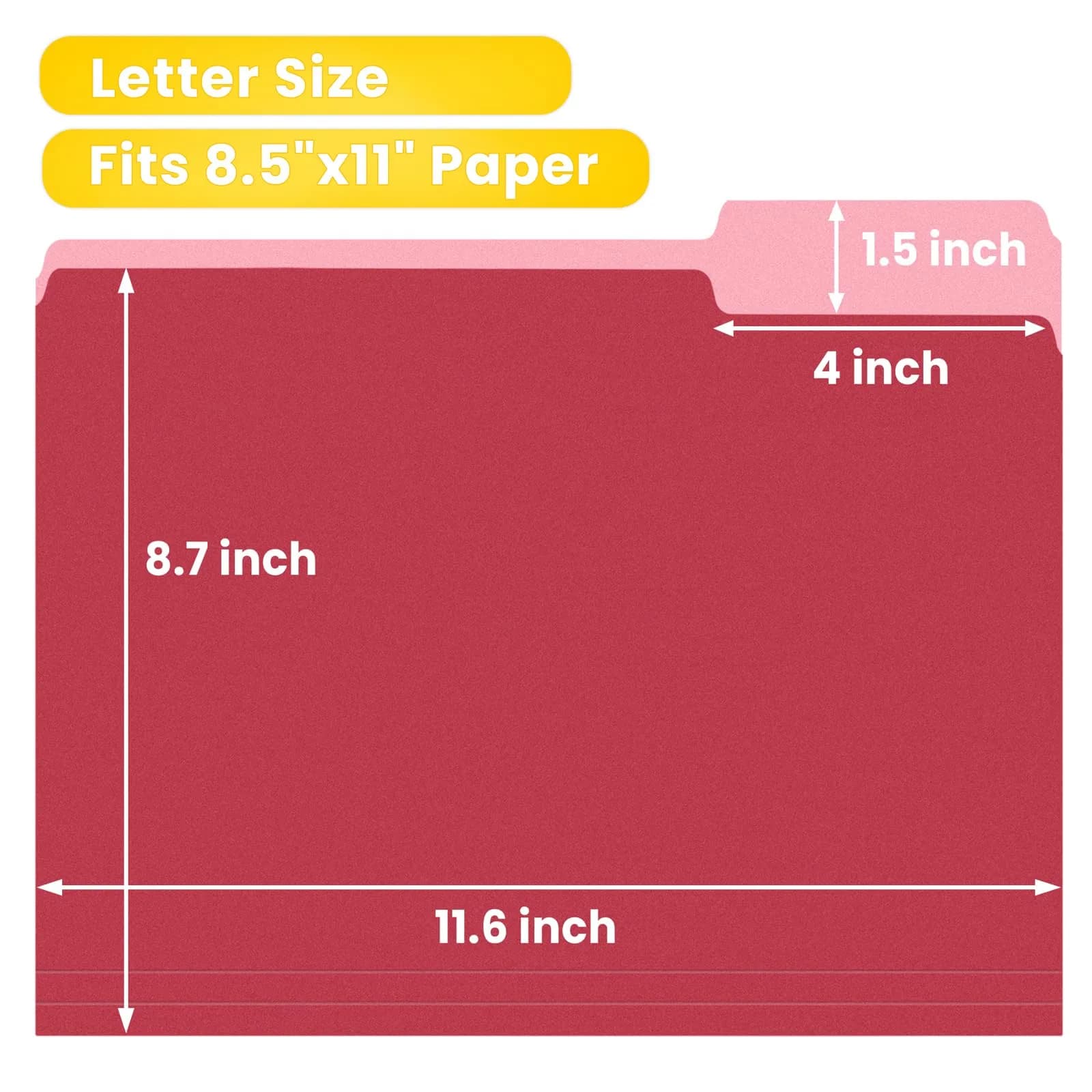 SUNEE Red 30 Pack File Folders 8.5 x 11 Inches | Organize Documents with Color-Coded Tabs - view 2