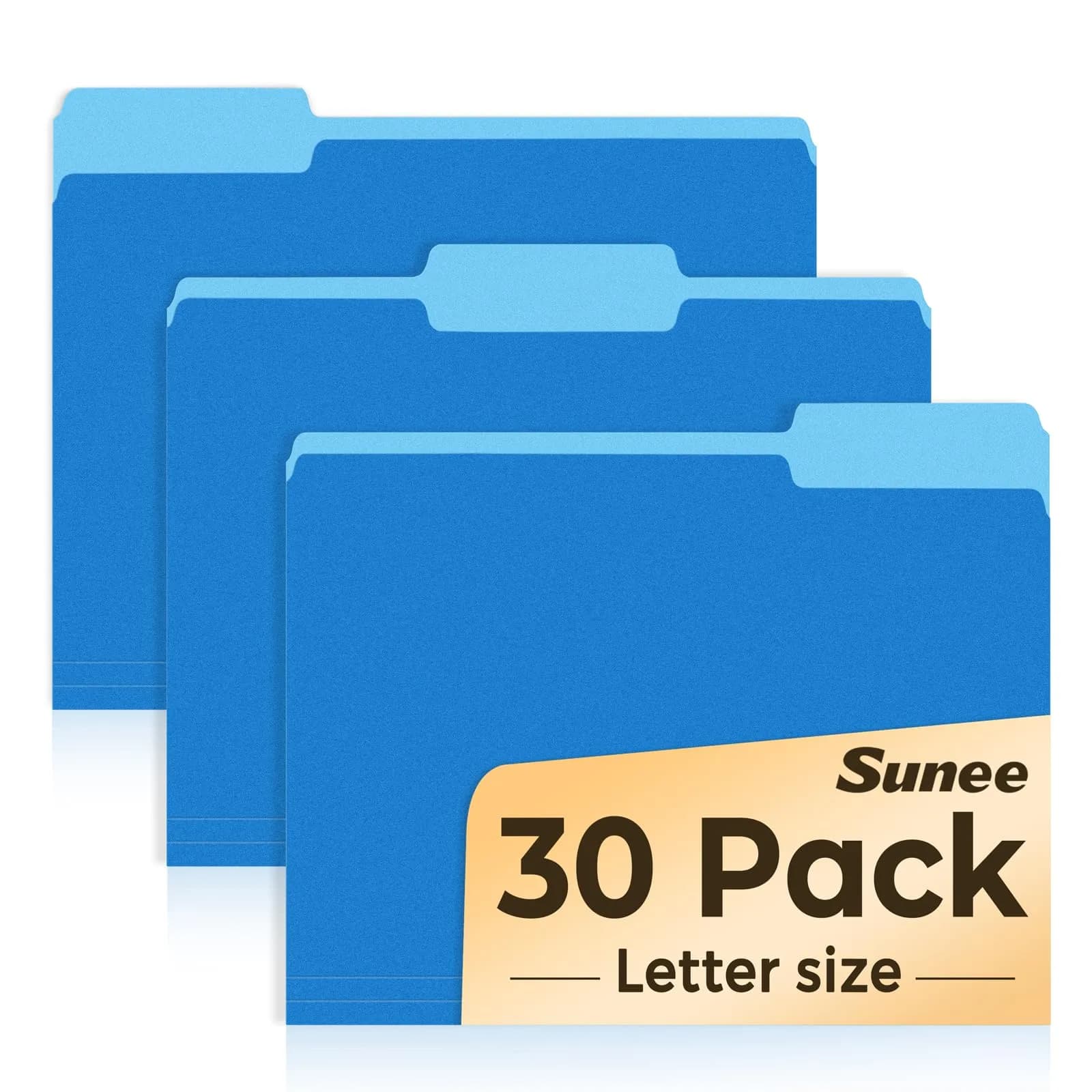 SUNEE Blue 30 Pack File Folders 8.5 x 11 inches | Premium Paper Quality for Office & School