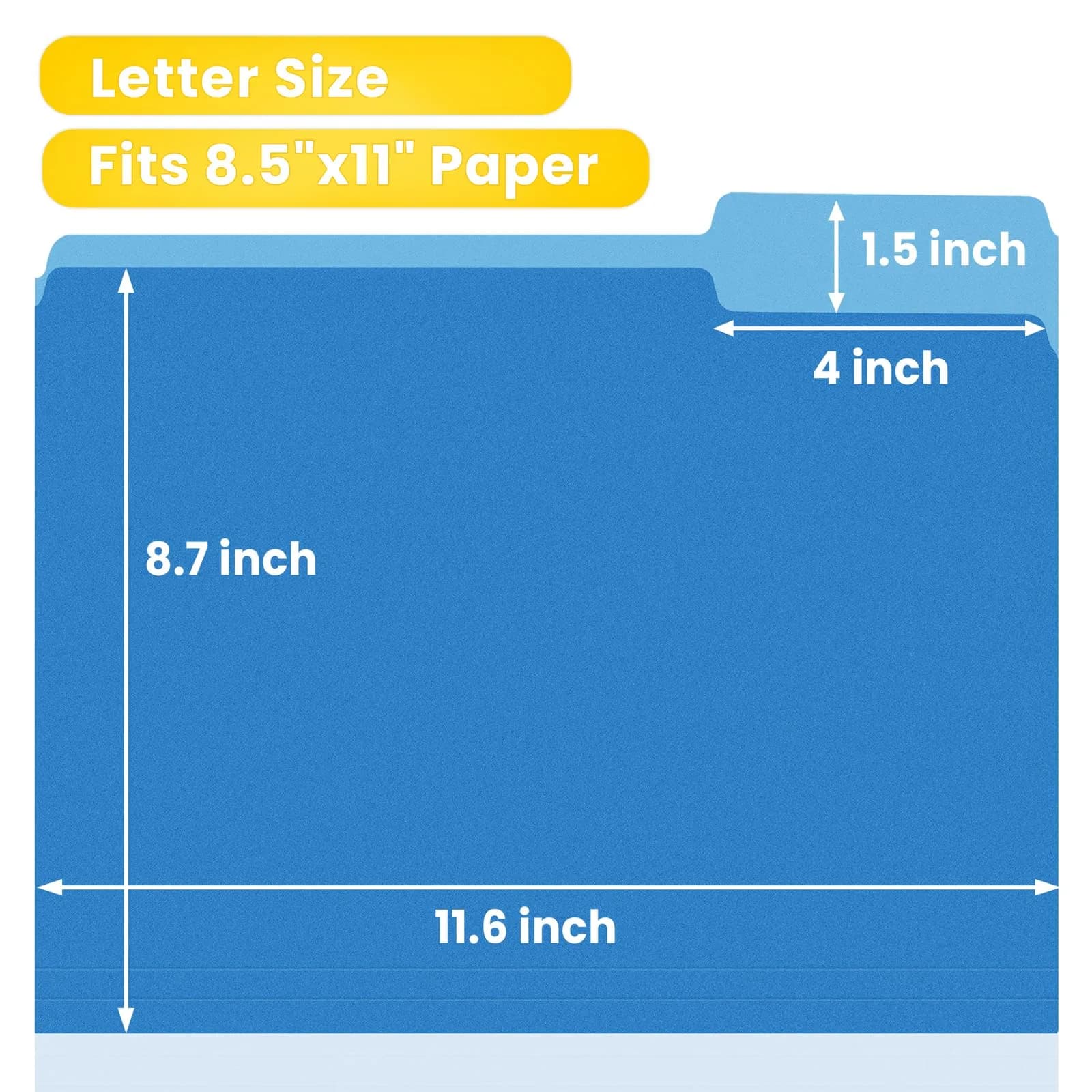 SUNEE 30 Pack Letter Size Colored File Folders (Blue) | USA Imported Stationery for Office & School - view 2