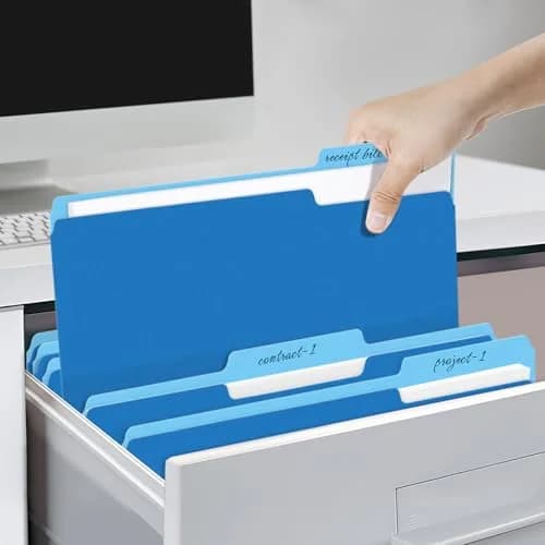 SUNEE Blue 30 Pack File Folders 8.5 x 11 inches | Premium Paper Quality for Office & School thumbnail 6