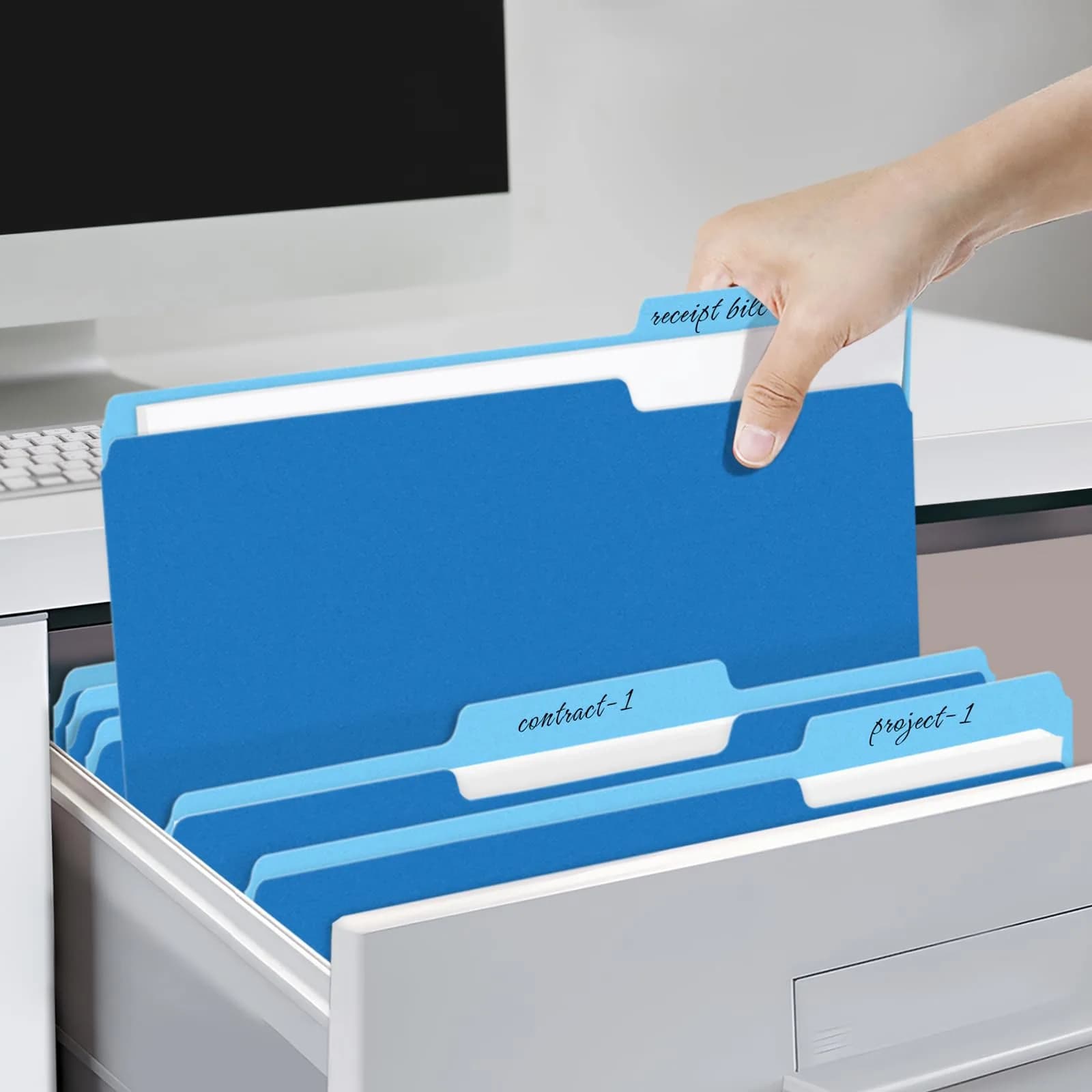 SUNEE 30 Pack Letter Size Colored File Folders (Blue) | USA Imported Stationery for Office & School - view 6