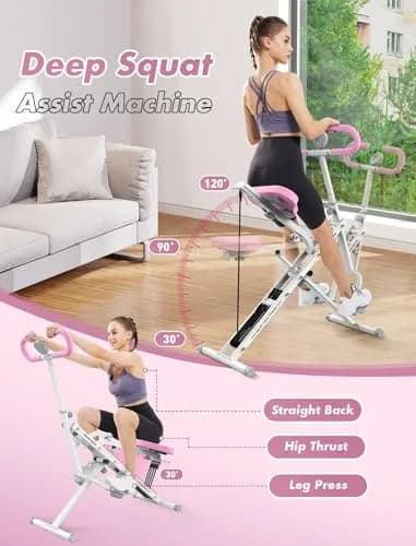 Sportsroyals DQ1 Deep Squat Machine 37"D x 17.7"W x 42.1"H | Adjustable Resistance & Foldable Design thumbnail 2