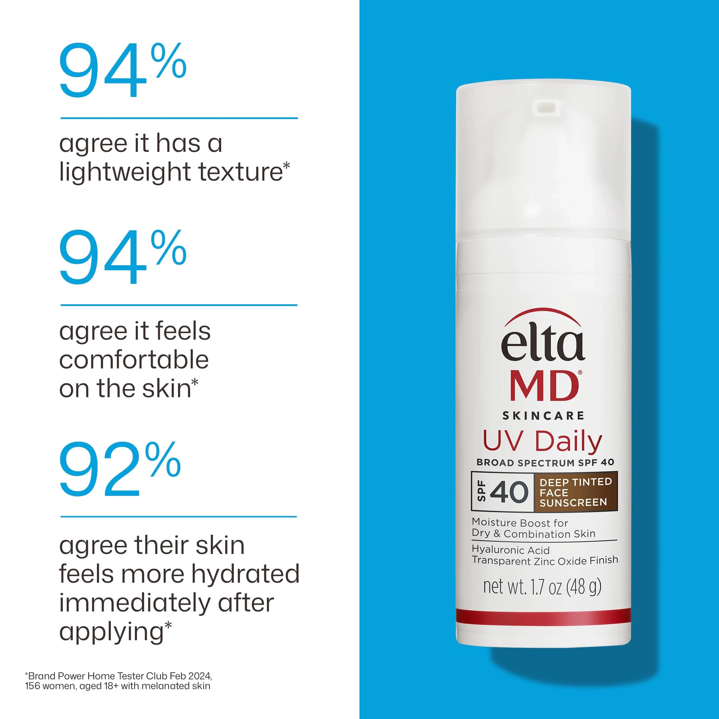 EltaMD UV Daily Tinted SPF 40 Face Sunscreen Moisturizer - Deep Tint, 48g (1.7 oz) Pump | Broad Spectrum Protection for Dry Skin - view 8
