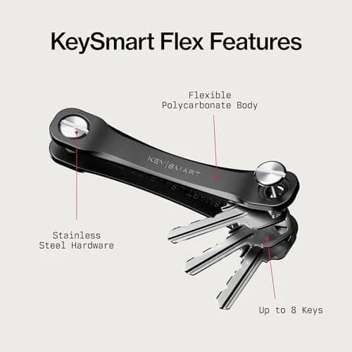 KEY SMART KeySmart Flex - Key Holder for Keychain, Compact Key Organizer, Black 2-Pack, 8 Keys thumbnail 2