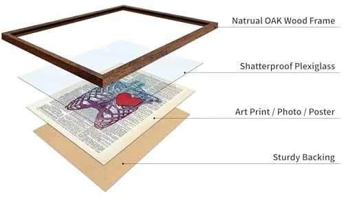 Poster Master Blue Pink Ribcage Skeleton Wall Art 16x20 Brown Framed | Anatomy & Medical Decor thumbnail 4