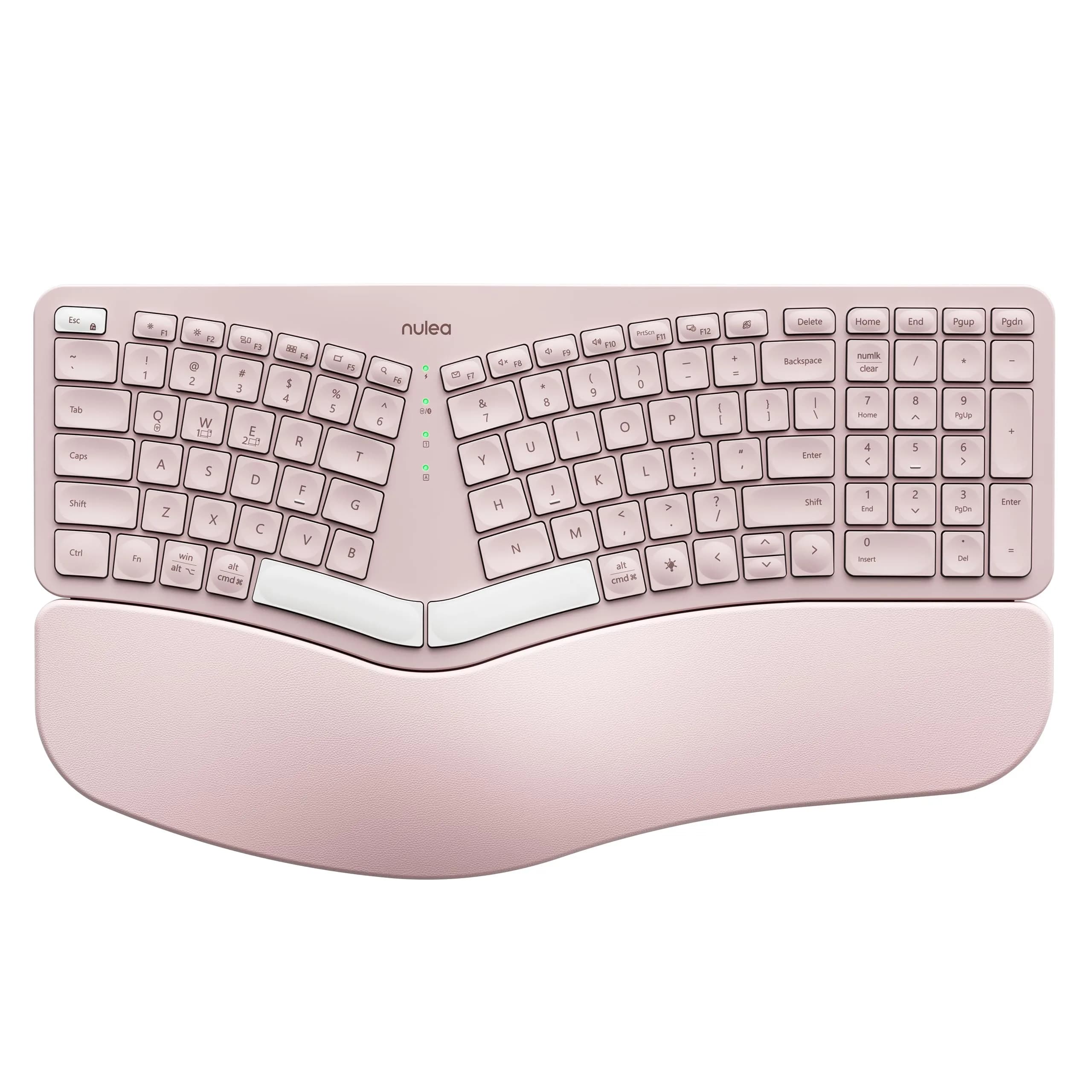 Nulea RT05 Wireless Ergonomic Keyboard Split Keyboard with Wrist Rest | Bluetooth & USB-C, 7-Color Backlight, Compatible with Windows/Mac (Pink) — Pink