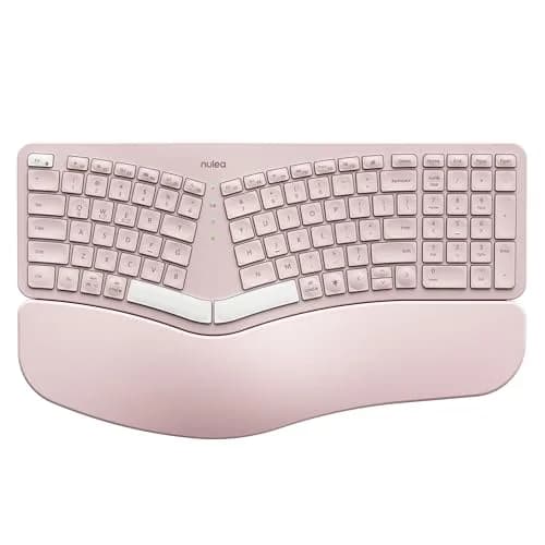 Nulea RT05 Wireless Ergonomic Keyboard Split Keyboard with Wrist Rest | Bluetooth & USB-C, 7-Color Backlight, Compatible with Windows/Mac (Pink) thumbnail 1