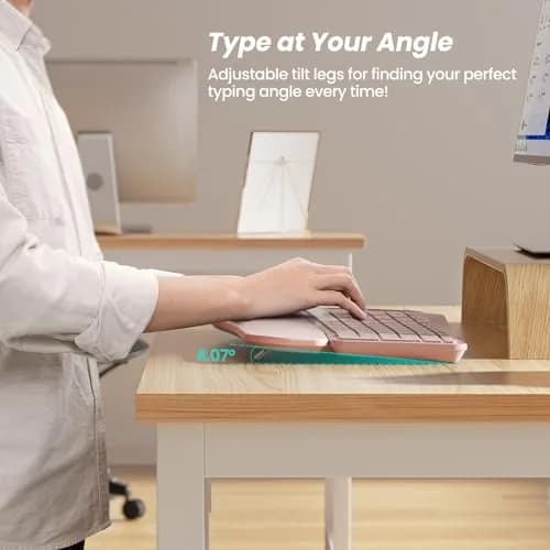 Nulea RT05 Wireless Ergonomic Keyboard Split Keyboard with Wrist Rest | Bluetooth & USB-C, 7-Color Backlight, Compatible with Windows/Mac (Pink) thumbnail 4
