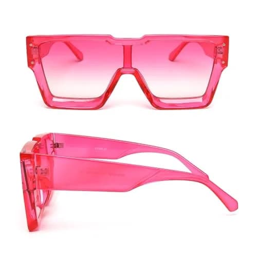 KENBO Oversized Pink Frame Gradient Pink Lens Square Rimless Shield Sunglasses for Women Men thumbnail 3