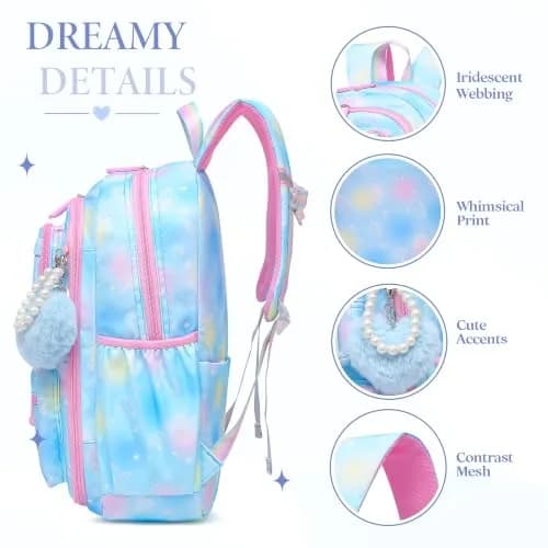 Alrisg Girls Backpack 18.1 x 11.8 x 7.5 inches (46 x 30 x 19 cm) | Cute Pastel School Bookbag for Kids thumbnail 4