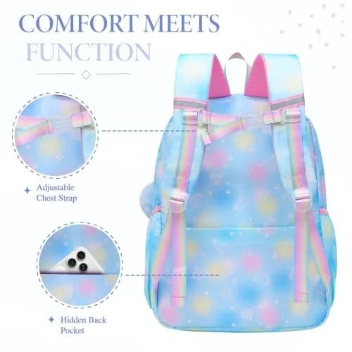 Alrisg Girls Backpack 18.1 x 11.8 x 7.5 inches (46 x 30 x 19 cm) | Cute Pastel School Bookbag for Kids thumbnail 5
