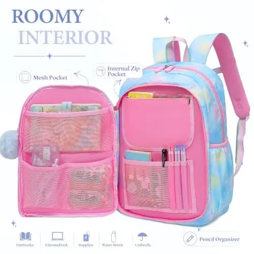Alrisg Girls Backpack 18.1 x 11.8 x 7.5 inches (46 x 30 x 19 cm) | Cute Pastel School Bookbag for Kids thumbnail 2