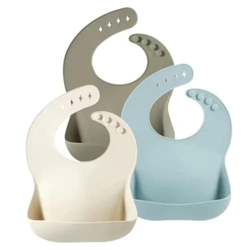 PandaEar Silicone Baby Bibs 3-Pack (10-72 Months) | Waterproof, Soft, Adjustable Neck thumbnail 1