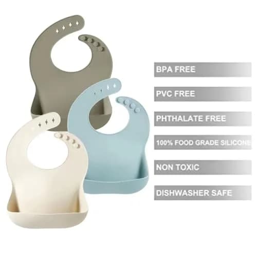 PandaEar Silicone Baby Bibs 3-Pack (10-72 Months) | Waterproof, Soft, Adjustable Neck thumbnail 8
