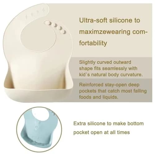 PandaEar Silicone Baby Bibs 3-Pack (10-72 Months) | Waterproof, Soft, Adjustable Neck thumbnail 9