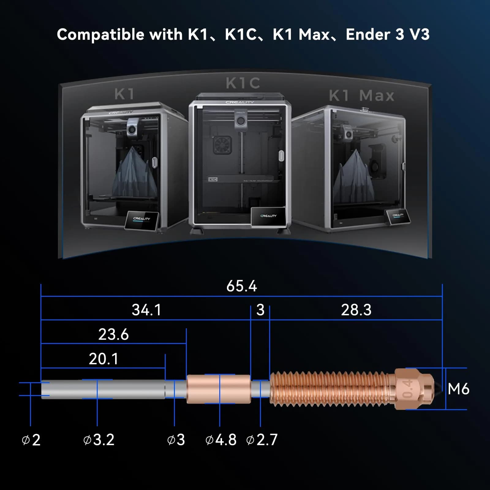 Xirbbo K1c Nozzles 3-Pack (0.4mm, 0.6mm, 0.8mm) | High Flow Hardened Steel for K1/K1 Max Ender 3 V3 KE - view 7