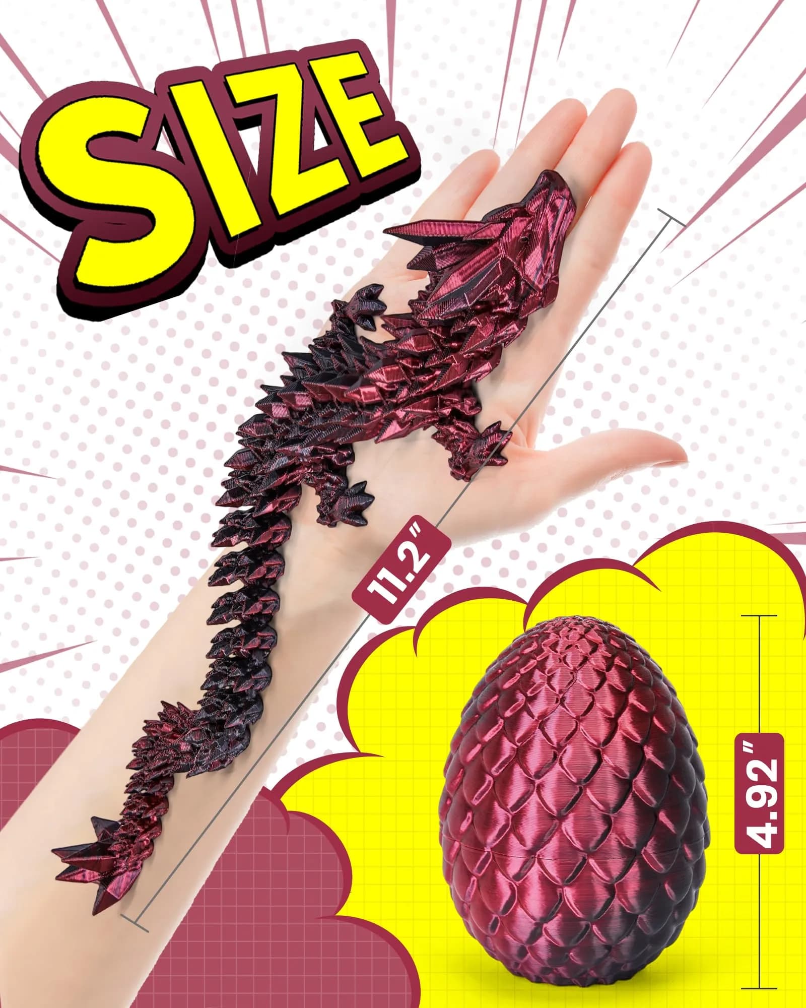 TBOLINE 3D Printed Dragon Egg Articulated Crystal Dragon Toy | Non-Toxic & BPA-Free for Kids - view 4