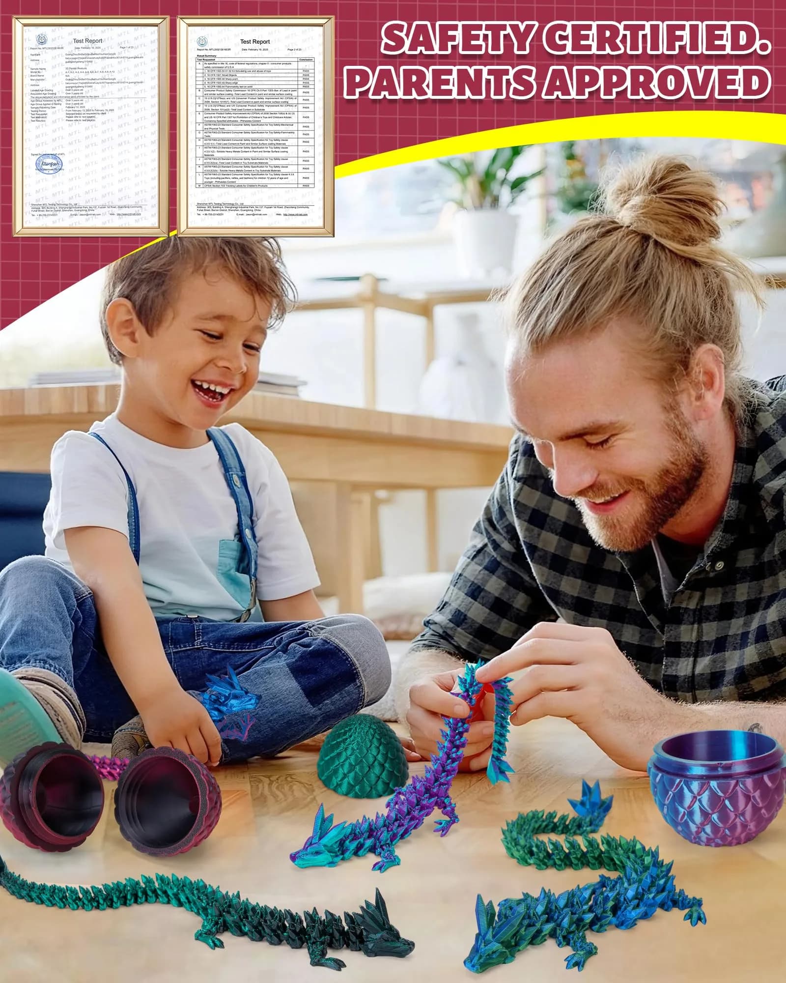 TBOLINE 3D Printed Dragon Egg Articulated Crystal Dragon Toy | Non-Toxic & BPA-Free for Kids - view 6