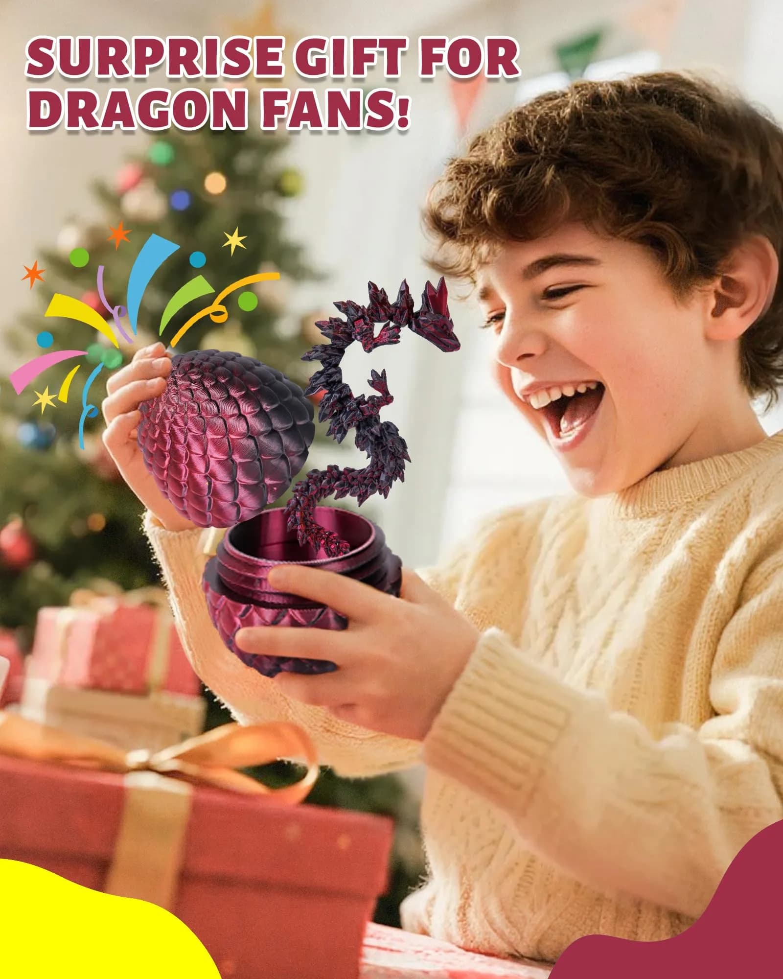 TBOLINE 3D Printed Dragon Egg Articulated Crystal Dragon Toy | Non-Toxic & BPA-Free for Kids - view 8