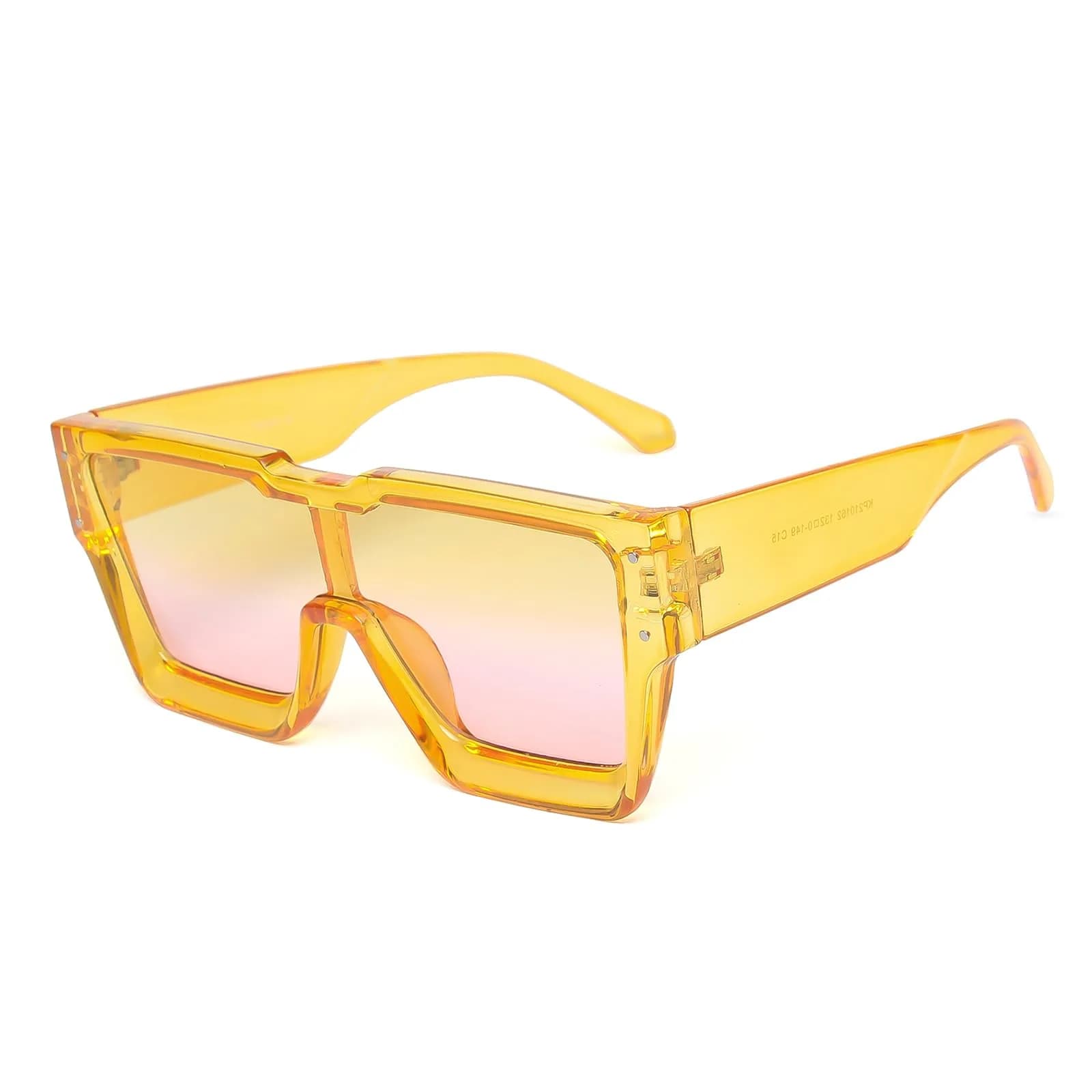 KENBO Oversized Yellow Frame Gradient Yellow Pink Lens Square Sunglasses for Women Men - main product image