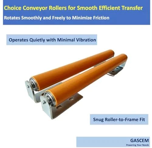 Gascem Polyurethane Coated Long Roller with Bracket Set | 16" Length, 1.5" Diameter Conveyor | Galvanized Steel | Pack of 2 thumbnail 6