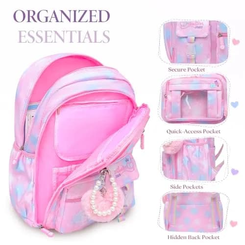 Alrisg Girls Backpack Set with Lunch Bag & Pencil Case | 17 inch (43 cm) 3-Piece School Bookbag for Elementary & Middle School thumbnail 4