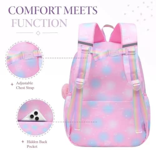 Alrisg Girls Backpack Set with Lunch Bag & Pencil Case | 17 inch (43 cm) 3-Piece School Bookbag for Elementary & Middle School thumbnail 6