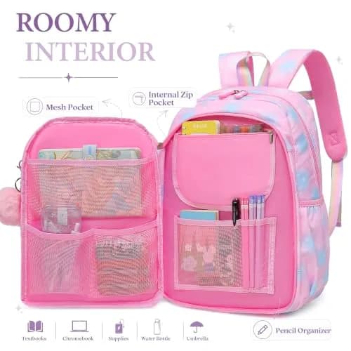 Alrisg Girls Backpack Set with Lunch Bag & Pencil Case | 17 inch (43 cm) 3-Piece School Bookbag for Elementary & Middle School thumbnail 2