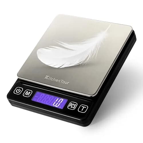 K KitchenTour Digital Kitchen Scale 3000g/0.1g Precision | Tare Function, 9 Units, Backlit LCD thumbnail 1